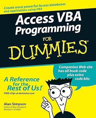 Access VBA Programming For Dummies by Alan Simpson | For Dummies; 1st edition