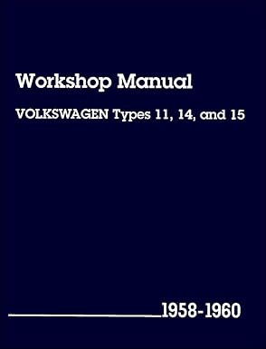 Volkswagen Workshop Manual: Types 11, 14, and 15, 1958-1960 by Volkswagen of America | Bentley Publishers